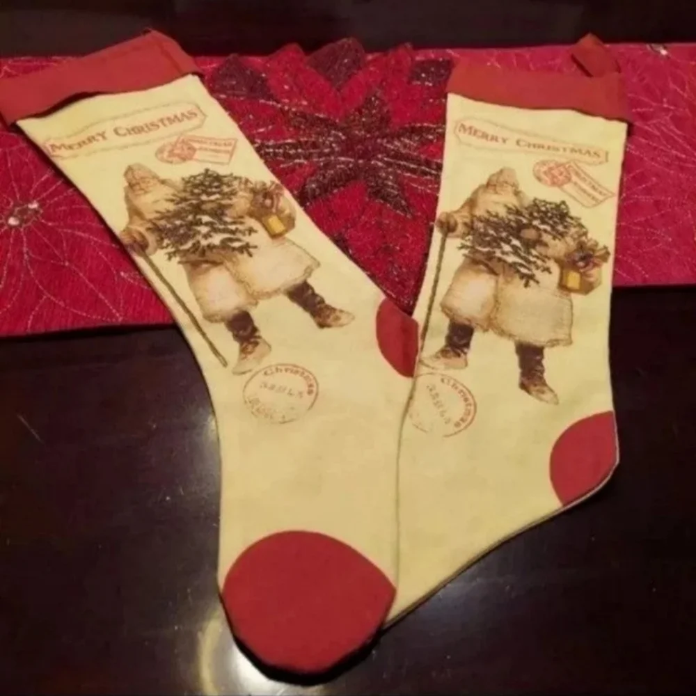 NWOT FATHER CHRISTMAS STOCKING SET OF 2 - VINTAGE RARE!